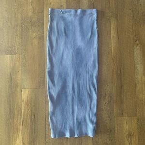 Zara Ribbed Periwinkle Midi Skirt Stretch Knit Back Slit Size Medium